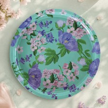 Sarkap Home 34 cm Mavi Çiçekli Turuncu Tepsi