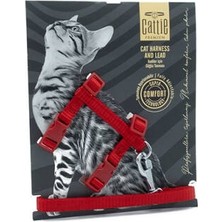 Bezos Kedi Göğüs ve Gezdirme Tasma Takımı Kırmızı 1X25-40 cm