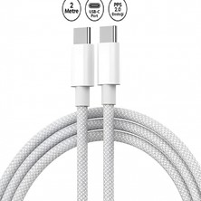 Senal Store Apple MacBook UYUMLU120W Usb-C To Usb-C Hızlı Şarj ve Veri Aktarım Kablosu – Hasır  Örgülü Dayanıklı Tasarım – 2 Metre Senalstore