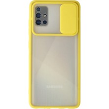Uravas Store Galaxy A71 Kılıf Palm Buzlu Kamera Sürgülü Silikon - Sarı