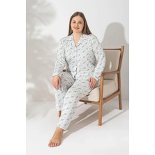 Pijamerry Büyük Beden Uzun Kol Milan Kumaş Pijama Takımı