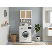 Kenz Life Kenzlife Çamaşır Makinesi Dolabı Hayzum Mat Beyaz 180*066*55 Jut Kare Kapak Mdf Gövde