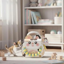 Uravas Store Mey Ithalat® LZ-8843  Kedi̇ Fi̇gürlü Meyve Çantasi 360 Parça Block Oyuncak