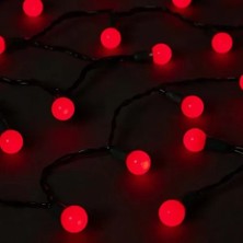 Uravas Store Mey Ithalat® 5m 28 LED Mini Top Işık Kırmızı - Fişli, Siyah Kablo