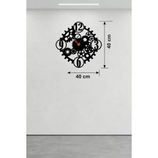 Uravas Store Mey Ithalat® Mekanik Dişli Çark Tasarım Ahşap Duvar Saati - 40X40 cm Steampunk Dekor