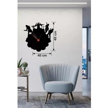 Uravas Store Mey Ithalat® Rock Band ve Müzik Temalı Ahşap Duvar Saati - 40X40 cm Lazer Kesim