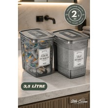 Etiketli 2li Strip Mega Boy Toz ve Tablet Deterjan Saklama Kutusu 2x(3,5 Litre)