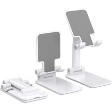 Uravas Store Mey Ithalat® Ayarlanabilir Ergonomik Katlanabilir Masaüstü Telefon Tutucu Beyaz