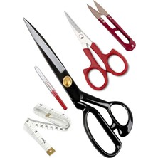 Hodbehod 12" 30.50 cm Siyah Saplı Çelik Somunlu Profesyonel Kumaş Kesim Makası Set 5 Parça