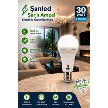 ŞANLED Şarjlı Akülü 30W Beyaz Işık LED Ampul-1 Adet