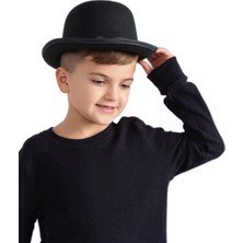 Mudanis Charlie Chaplin Stil Çocuk Şapkası – Siyah Melon Parti Şapkası