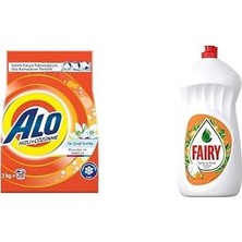 MWX Teknoloji Alo 3 kg Kar Çiçeği Ferahlığı Beyazlar ve Renkliler Hızlı Çözülme Toz Deterjan & Fairy Sıvı Bulaşık Deterjanı Portakal Kokulu, 1500 ml