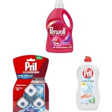 MWX Teknoloji Geliştirilmiş Renkli + Pril Duo Power Experts Kirece Karşı Etkili 3 Tablet + Pril Losyon Aloe Özlü Kaşmir Etkisi ile Cilde Uyumlu
