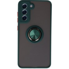 Uravas Store Galaxy S21 Fe Kılıf Montreal Yüzüklü Silikon Kapak - Yeşil