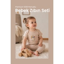 Premium %100 Pamuklu Çıt Çıtlı Nakışlı Bebek Zıbın Body 2li Set Takım
