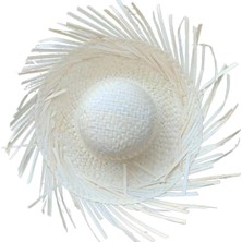 Mudanis Tropikal Parti Beyaz Hasır Hawaii Şapkası 13X36 cm