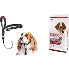 MWX Teknoloji Of Animals Halti Optifit Ağızlıklı Tasma, Orta Boy Siyah + Reflex Plus Adult Dog Energy 28/18 Beef, 15 kg