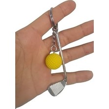 MWX Teknoloji -Gerçekçi Golf Tasarımlı Şık Anahtarlık Kolye Çanta Süsü Golf Keychain - Sarı Renk