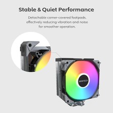 MWX Teknoloji Montech NX400 Argb - Cpu Soğutucu, Tek Kule, 4 Gelişmiş Isı Borusu, 52 Kanatlı Isı Emici, E28, 120 mm Fdb Statik Basınçlı Fan, 28 mm Fan Kalınlığı, Köşe Kapağı Ayak Pedleri, Argb - Siyah