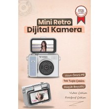 Torima Mini Dijital Kamera 2K Flip Ekranlı Selfie Video Vlog Kamerası 1080p Dahili Flaş Özelliği CMR46