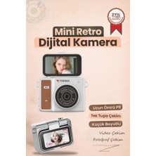 Torima Mini Dijital Kamera 2K Flip Ekranlı Selfie Video Vlog Kamerası CMR46 Kahverengi