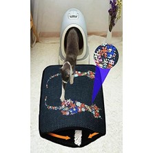 MWX Teknoloji Miapet Elekli Desenli Kedi Tuvalet Önü Paspası 60 x 45 cm Ters Kediler