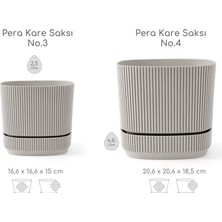MWX Teknoloji Kare Saksı Seti 2,3 Litre + 4,6 Litre, Iç Mekan - Dış Mekan 2li Ekonomik Tabaklı Saksı Set Renk