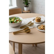 Akayev Aurea 3lü Altın Kaplama Çelik Pasta Salata Makarna Maşa Takımı