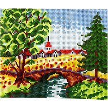 İğne İzi Desenli Kanaviçe Seti – El Işi Nakış Kiti, Renkli Ipliklerle Tam Set 20X28