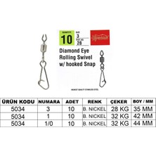 Captain 5034 Diamond Hoked Klips 10LU Paket Black Nikel