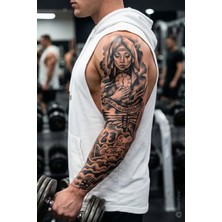 BP Tattoo BP 48x17 cm Rahibe ve Bulut Geçici Dövme Kol Kaplama Genç Yetişkin Kullanımı İçin