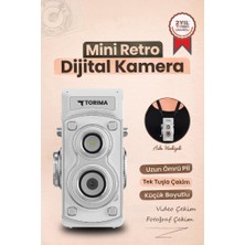 Torima Mini Retro Dijital Fotoğraf Makinesi Video Kamera 1080P CMR44 Beyaz