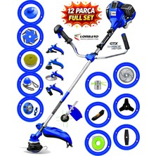 Cros Lombard İtaly Özel Seri 12 Parça Full Set Yan Tipi Benzinli Tırpan Ot Çim Çalı Biçme Makinası Güçlü Performans