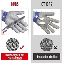 MWX Teknoloji Kesilmeye Dayanıklı Eldivenler, Seviye 9 Paslanmaz Çelik Kesilmeye Dayanıklı Eldivenler Gıda Sınıfı, Beyaz Nylon Eldivenli File Metal Eldiven, Et Balık Istiridye Işleme Için Kesme Eldiveni