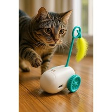 MWX Teknoloji Şarjlı Fırfırlı Araba Modelli Hareketli Evcil Hayvan Oyuncağı, USB Şarjlı, Otomatik Dönüşlü, Kediler ve Küçük Köpekler Için Interaktif Oyuncak, Dayanıklı Eğlence Oyuncağı