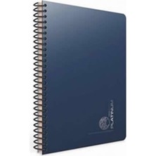 Gıpta Platinum 17 x 24 cm 100 Yaprak Kareli Plastik Kapaklı Spiralli Defter Mavi Renk