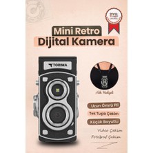 Torima Mini Retro Dijital Fotoğraf Makinesi Video Kamera 1080P CMR44 Siyah