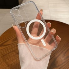 MWX Teknoloji Galaxy S24 Fe Ile Uyumlu Simli Kılıf Sert Crystal Magsafe ile Uyumlu Halka Şeklindeki Magnetik Galaxy S24 Fe Için Kapak Şeffaf Kapak Mag-Safe Kamera Koruma