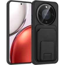MWX Teknoloji Honor 8 Lite 5g ile Uyumlu Kılıf Z-Bikart Kart Bölmeli Standlı Kilif, Deri Dokulu Yüzey, Darbe Emici Kenar Koruma, Arka Kapak Tasarımı Honor 8 Lite 5g Kilif Siyah