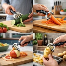 MWX Teknoloji Profesyonel Paslanmaz Çelik Sebze Meyve Soyucu Ergonomik Tutma Saplı Kaymaz Kabuk Soyacağı Patates Havuç Elma Salatalık Kabak Için Çok Amaçlı Dayanıklı Keskin Mutfak Soyma Aparatı