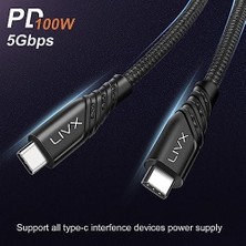 MWX Teknoloji Turbo Serisi 100W 5A Type C To Type C Pd 2.0 5 Gbps 2 Metre Hızlı Şarj ve Data Kablosu Bo-02