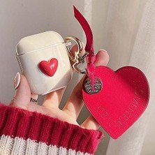 MWX Teknoloji Airpods 1. Nesil / 2. Nesil Için Kılıf Süslü Kalp Desenli Kırmızı [airpods 1/2 ile Uyumlu Kılıf - Kırmızı]