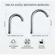 MWX Teknoloji Batarya Borusu, Krom Kaplama, 360° Döner, Kısa Model 20.4 cm ve Uzun Model 25.4 Cm, Zarif Formu (Kısa)
