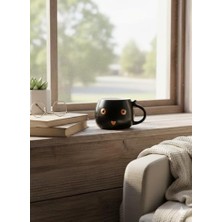 MWX Teknoloji Porselen Kedili Kupa Bardak 7,5 * 13 cm (Siyah)