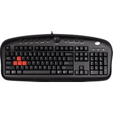 MWX Teknoloji A4 Tech KB-28G Q Türkçe Multimedya Gaming (Oyuncu) Klavye, Oyunculara Özek Kaucuk Değiştirilebilir (A,s,w,d) Tuşlar Siyah