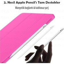 MWX Teknoloji iPad Air 11 M3 2025/M2 2024/AIR 10.9 2022/2020 ile Uyumlu Kılıf, Kapaklı, Standlı, Uyku Modlu Smart, Şeker Pembe