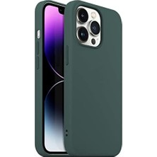 MWX Teknoloji Labs 14 Pro Max Rubber S Silikon Kılıf, Ipeksi Dokunuş Hisli, Tam Koruyuculu Darbe Önleyici Kapak (Koyu Yeşil)