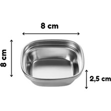 MWX Teknoloji Metal Gümüş Renk Barbekü, Sos Tabağı - Sos, Reçel, Bal, Kaymak Kasesi, Tekli - 8X8X2,5 cm - 1 Adet
