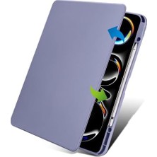 MWX Teknoloji iPad Pro 12.9 6. 5. Nesil ile Uyumlu Kılıf Termik Kalem Bölmeli Dönebilen Standlı Smart A2436-37-61-62 A2764-66 A2378-79 Lavendery Gray