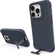 MWX Teknoloji Bix 14 Pro Max Magsafe Kılıf Stand Özellikli 3x Korumalı Mikro Fiber Iç Yüzey Gri Mavi